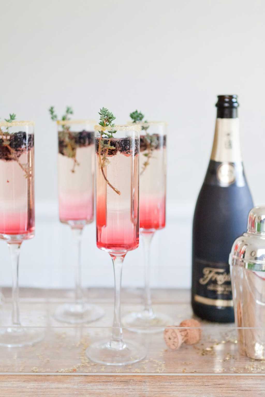 New Year's Eve Champagne Cocktail: Blackberry Thyme Sparkler