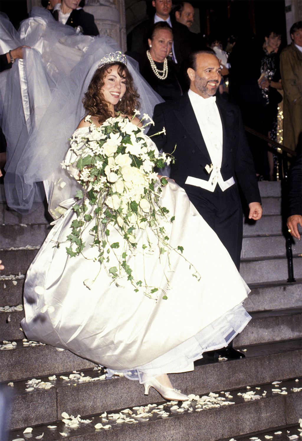 Mariah Carey and Tommy Mottola during Wedding of Mariah Carey and Tommy Mottola at St Thomas Episcopal Church/Metropolitan Club in New York City, NY, United States.